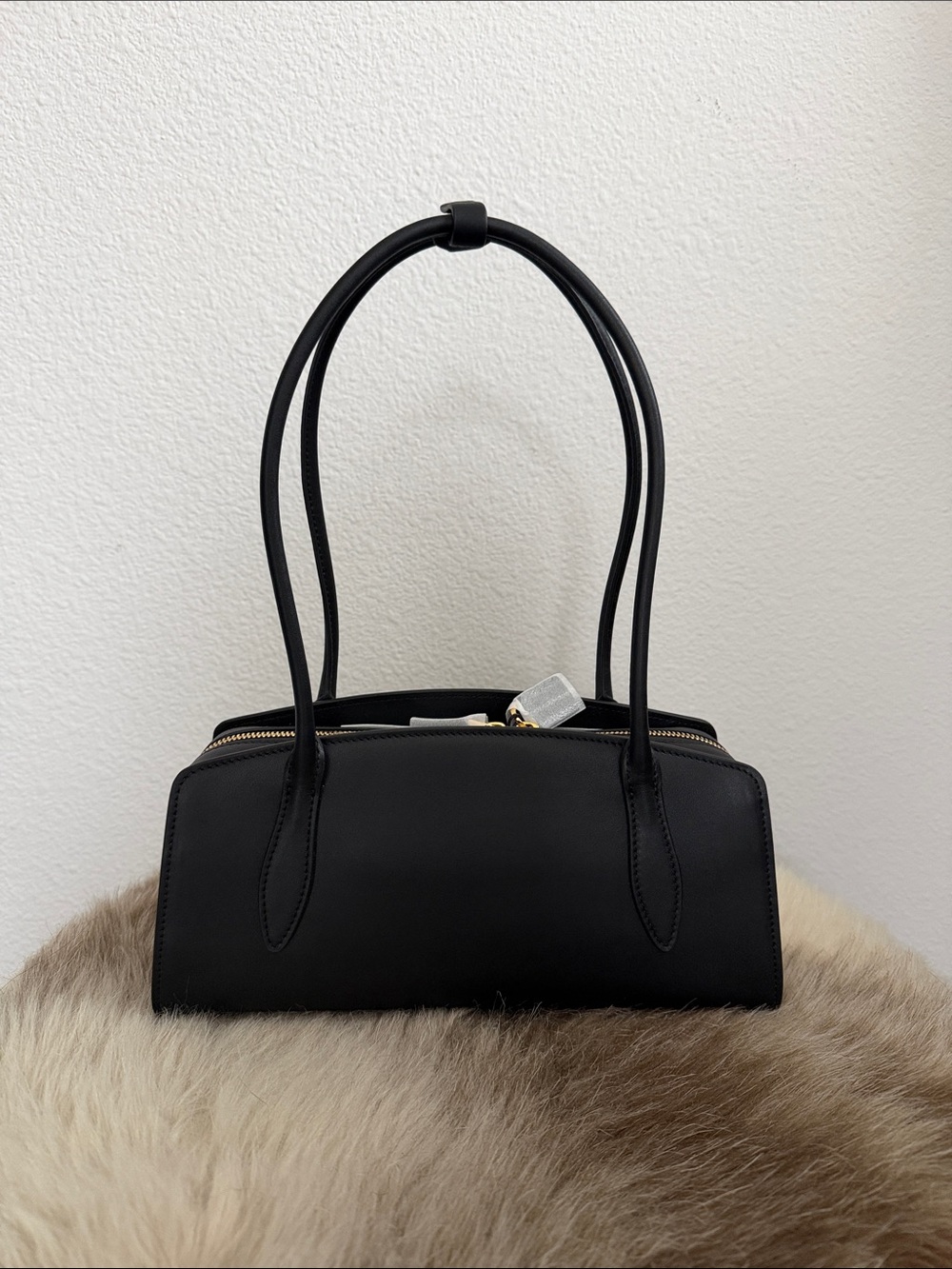 Structured Black Shoulder Bag with Double Straps
